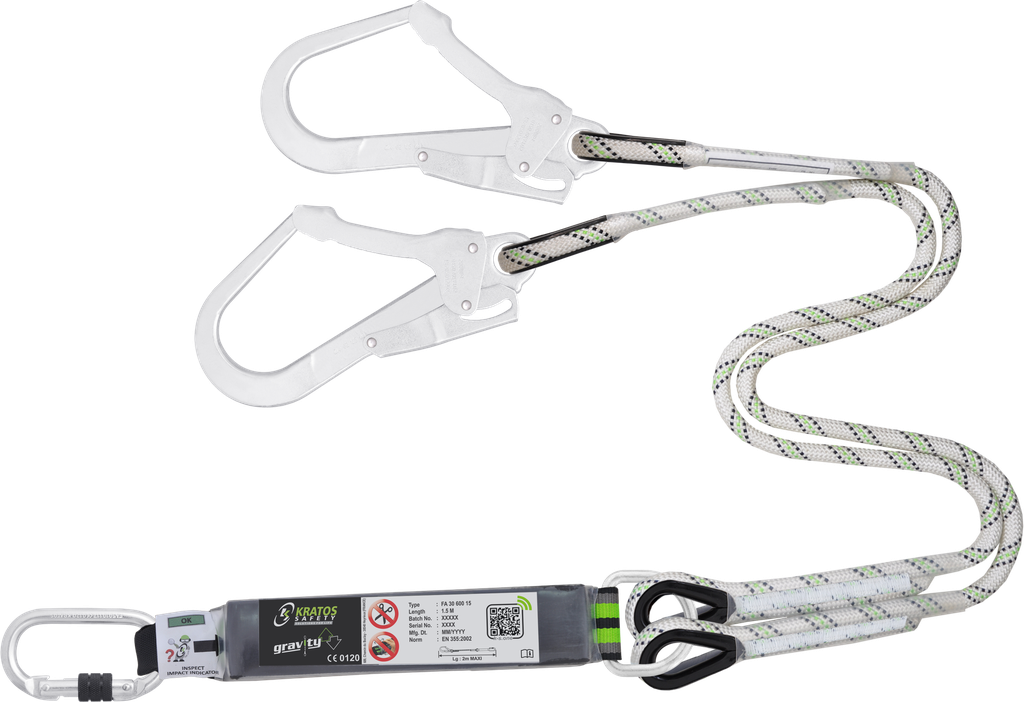 Longe en corde tressée avec absorbeur d’énergie Kratos