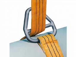 Sangle de levage en polyester avec anneaux triangulaires traversants