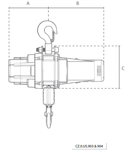 Palan électrique à chaîne US 500 kg - 2.000 kg DELTA