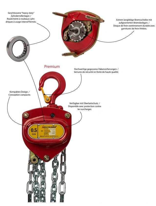 Palan à chaîne manuel Premium avec protection de surcharge DELTA