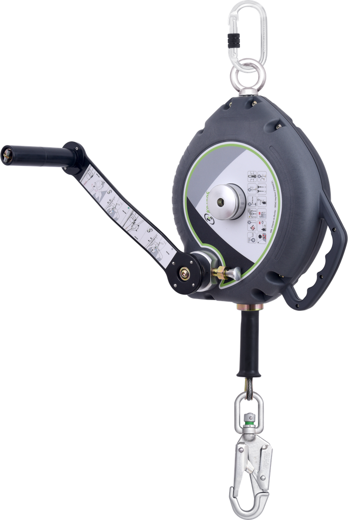 KALYPSO WIRE ROPE, RETRACTABLE FALL ARRESTER 10 M WITH INTEGRATED RESCUE WINCH