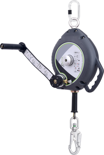 KALYPSO WIRE ROPE, RETRACTABLE FALL ARRESTER 10 M WITH INTEGRATED RESCUE WINCH