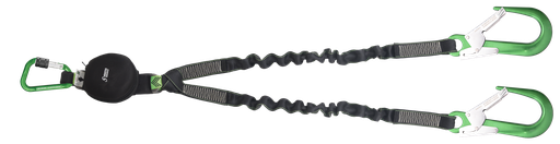 GRAVITY-S - Forked expandable lanyard with energy absorber and 3 aluminium karabiners